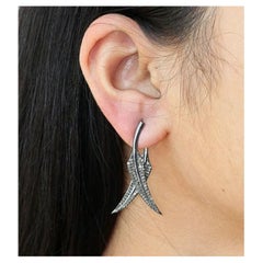 Pave Diamond Leaf Earring 925 Silver Diamond Handmade Earring 14k Gold Leaf Gift