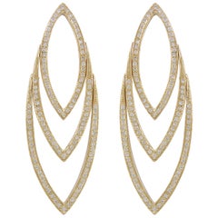 Hammerman Brothers Pave Diamond Leaf Earrings