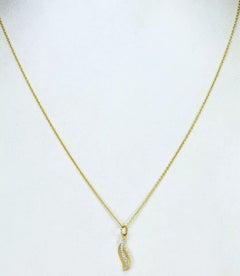 Pave Diamond Leaf Necklace Minimalist in 14k Gold Dainty