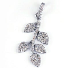 Pave Diamond Leaf Pendant Findings 925 Sterling Silver Pendant For Women Girls.