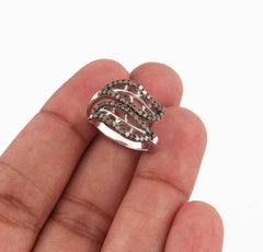 Pave Diamond Leaf Shape Ring 925 Silver Diamond Ring For Anniversary Gift.