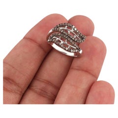 Pave Diamond Leaf Shape Ring 925 Silver Diamond Ring For Anniversary Gift.