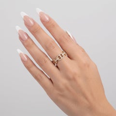 0.32ct Pave Diamond Link 14K Yellow Gold Band Ring