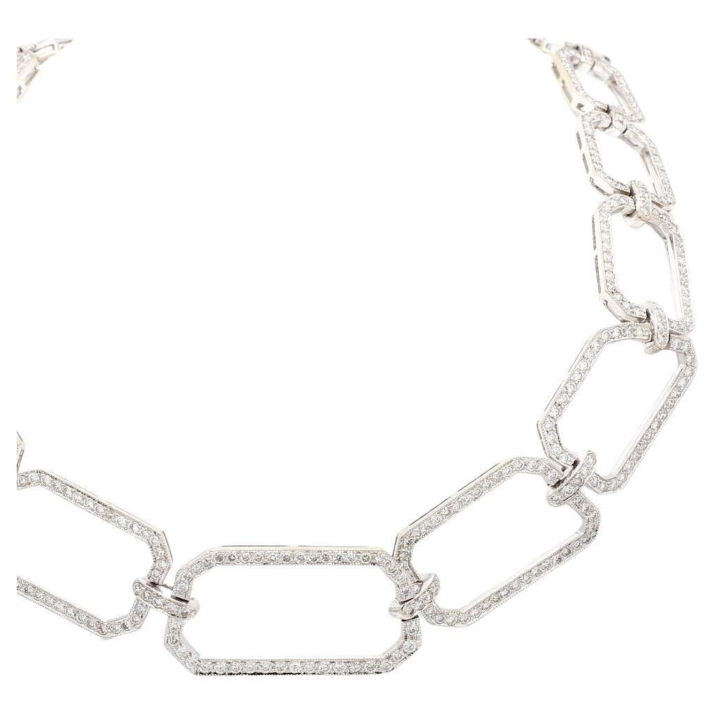 Pavé Diamond Link 18K White Gold Necklace