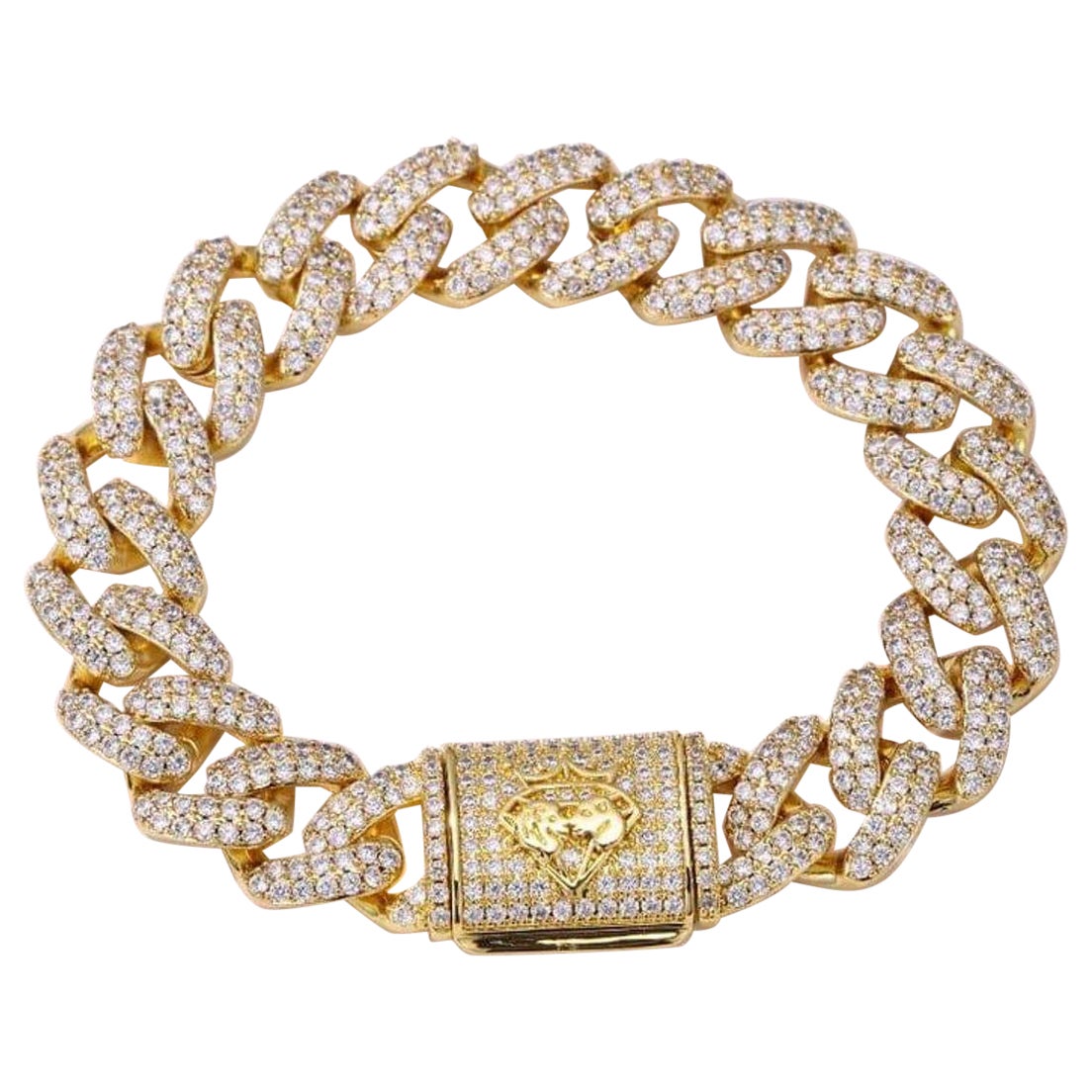 Pave Diamond Link Bracelet 925 Sterling Silver Chain Bracelet Beautiful Gift.