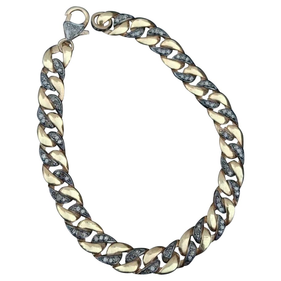 Pave Diamond Link Bracciale a catena Bracciale a catena in argento 925 A. Silver Gioielli in vendita