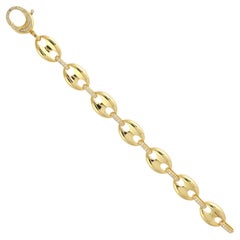 Pave Diamond Link Bracelet Made In 14K Yellow Gold