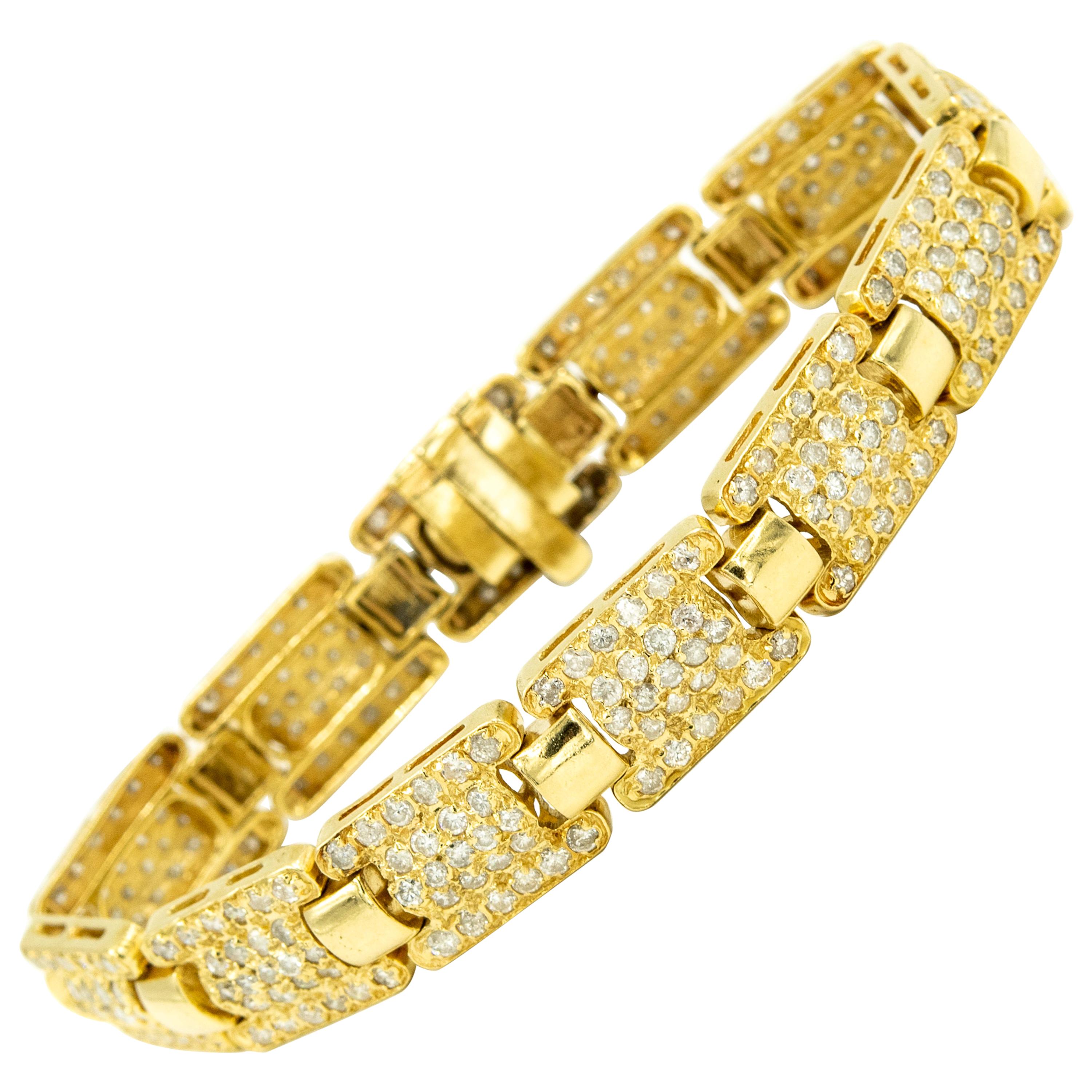 Pave Diamond Link Gold Bracelet