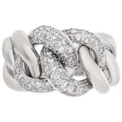 Pave Diamond link ring in 14k white gold. 0.50 carats in diamonds.