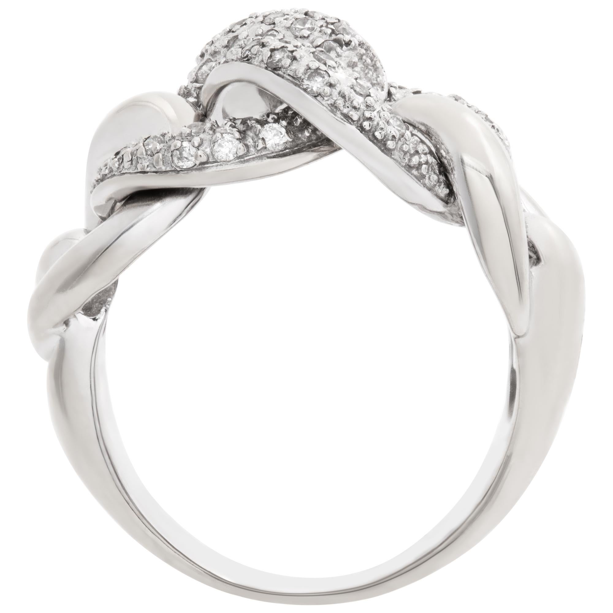 Women's Pave Diamond link ring in 14k white gold. 0.50 carats in diamonds.  For Sale