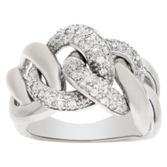 Pave Diamond link ring in 14k white gold. 0.50 carats in diamonds.