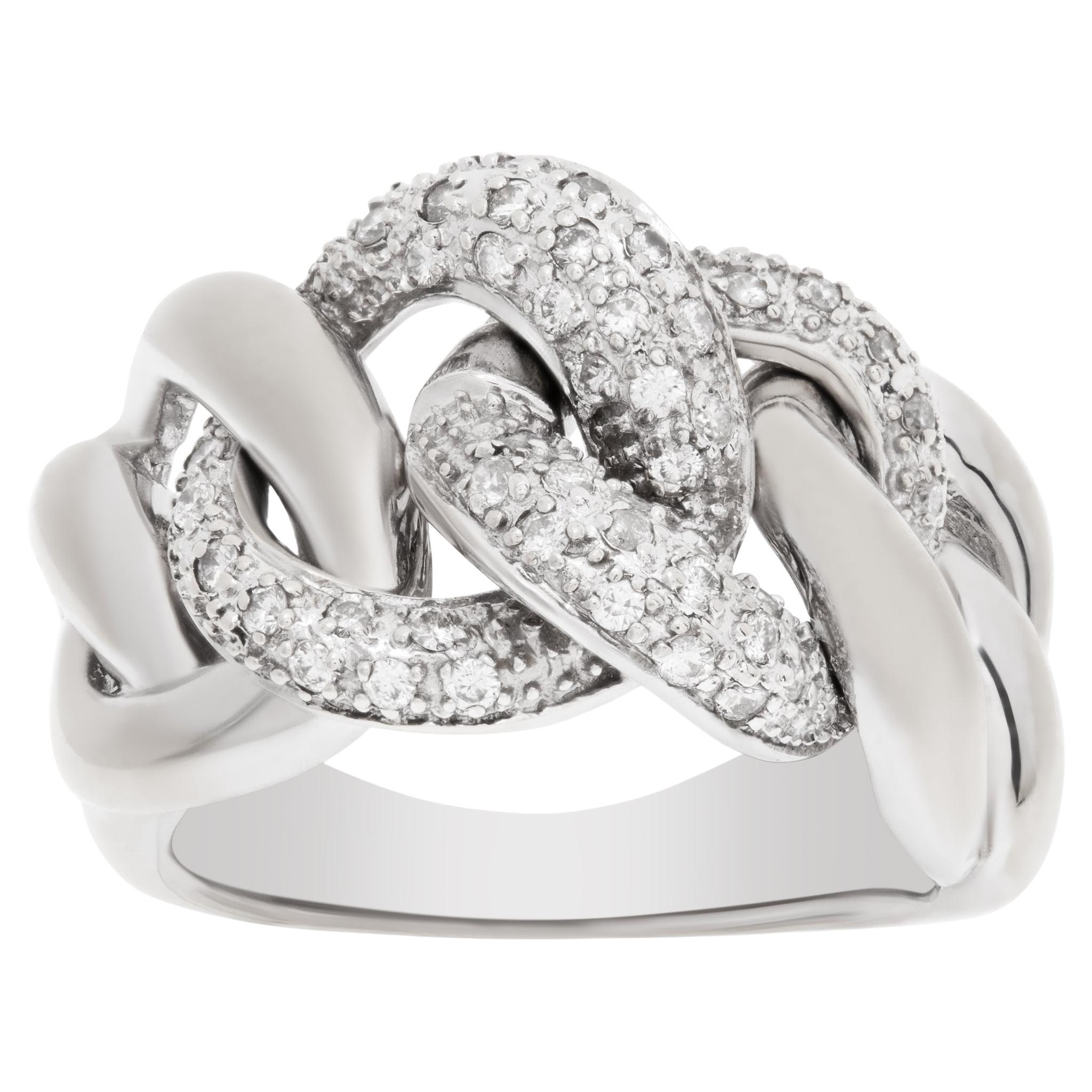 Pave Diamond link ring in 14k white gold. 0.50 carats in diamonds. 