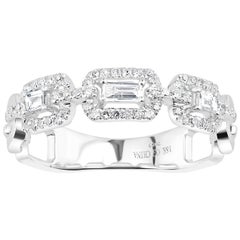 Pave Diamond Link Ring in 18 Karat White Gold