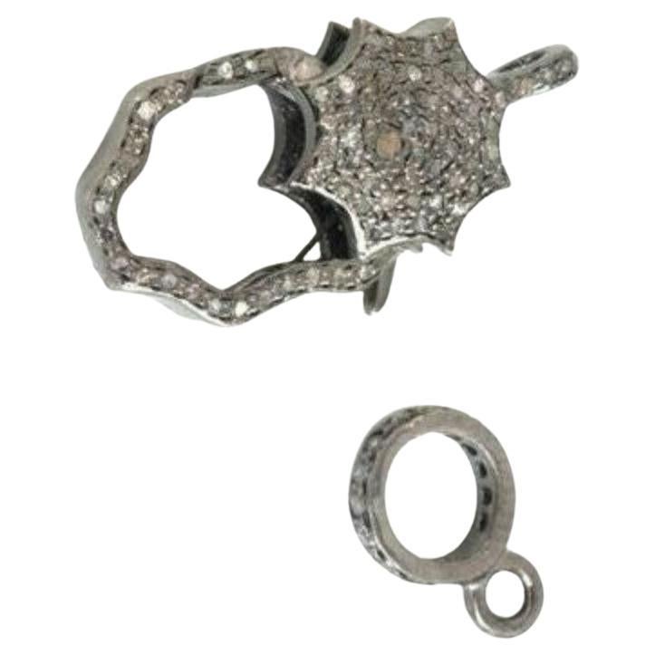 Pave Diamond Lobster Clasp 925 Silver Lobster Claw Clasp Findings Clasp Lock For Sale