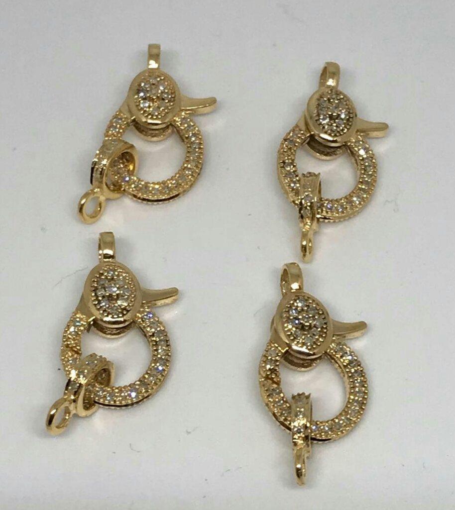 Art déco Pave Diamond Lobster Clasps 14k Gold Fine Diamond Additional Jewelry Findings N1 en vente