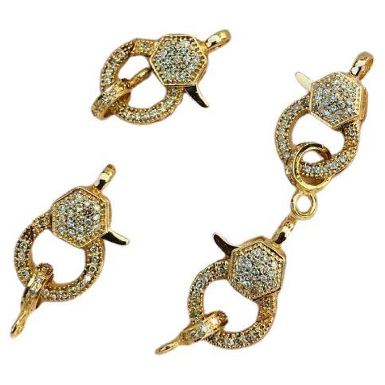 Pave Diamond Lobster Clasps 14k Gold Fine Diamond Additional