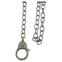Pave Diamond Lobster Clasps Necklace 925 Silver Diamond Lock