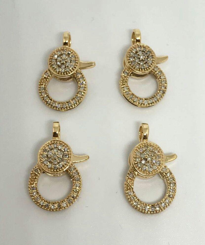 Pave Diamond Lobster Claw Clasp 14k Gold Fine Diamond zusätzlichen Schmuck zu finden (Art déco)