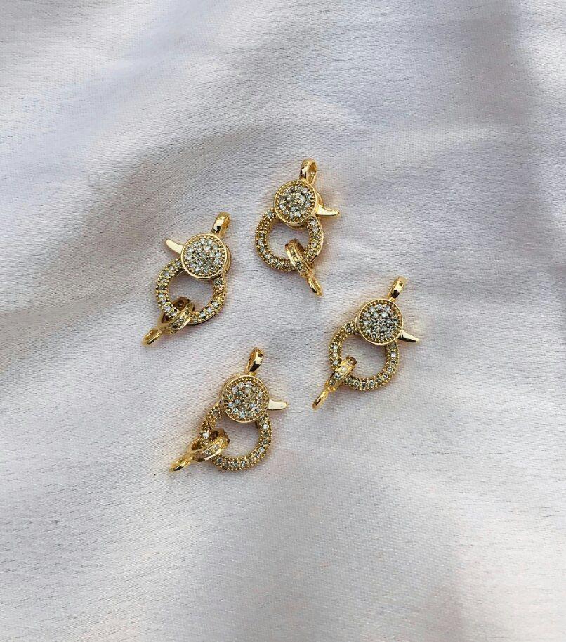 Pave Diamond Lobster Claw Clasp 14k Gold Fine Diamond zusätzlichen Schmuck zu finden (Rundschliff)