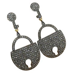 Pave Diamond Lock Ohrring 925 Silber Diamond Drop Earring Jahrestag Geschenk.