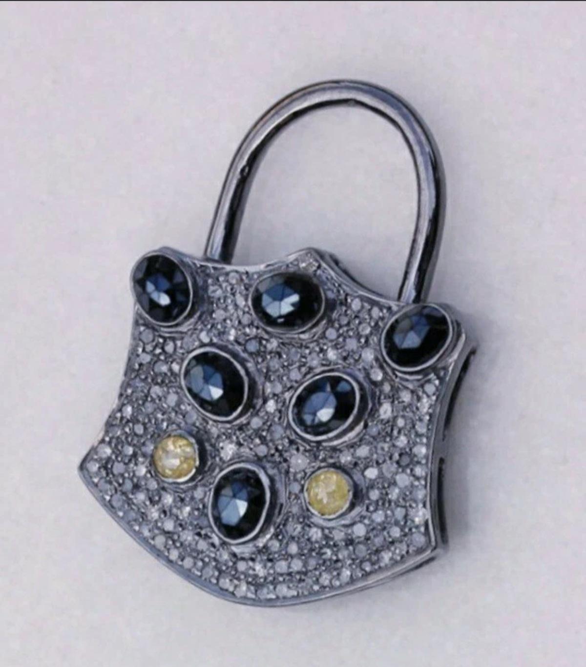 Pave Diamond Lock Pendant 925 Sterling Silver Pendant For Men Women Unisex. In New Condition For Sale In Chicago, IL