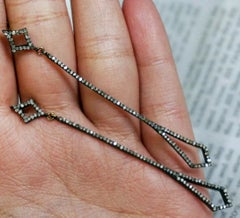 Pave Diamond Long Dangle Earring 925Silver 14k Gold diamond earring Wedding Gift