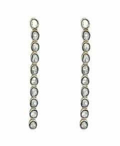 Pave Diamond Long Earring 925 Silver Polki Diamond Anniversary Earring Gift.