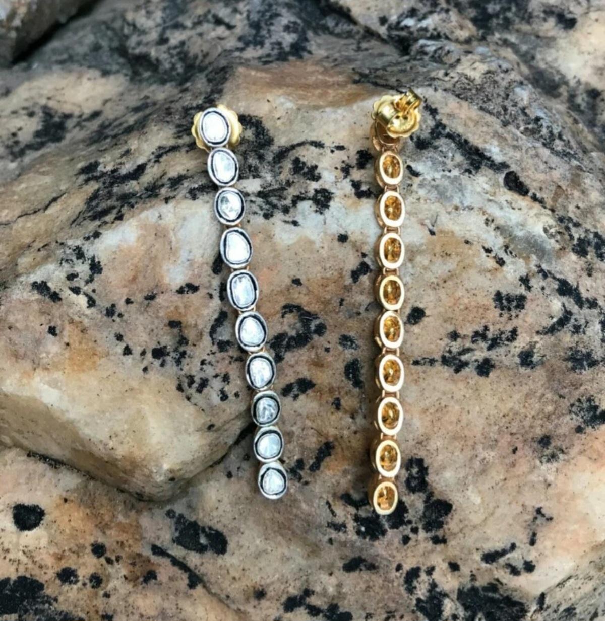 Pave Diamond Long Earring 925 Silver Polki Diamond Anniversary Earring Gift. For Sale 1