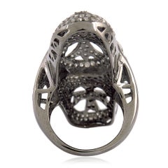 Pave Diamond Long Knuckle Ring Made In Silver