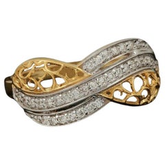 Verlobungsring 14k Gold mit Pavé-Diamant und Schleifenring SI Qualität Diamant G-H feiner Ring