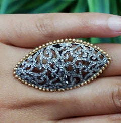 Pave Diamond Marquise Ring 925 Silver Diamond Wedding Ring Fine Jewelry
