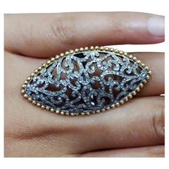 Pave Diamond Marquise Ring 925 Silver Diamond Wedding Ring Fine Jewelry