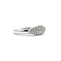 Pavé Diamond Marquise-Style Ring in 14k White Gold
