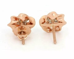 Pave Diamond Mini Flower Stud Earring 14k Rose Gold