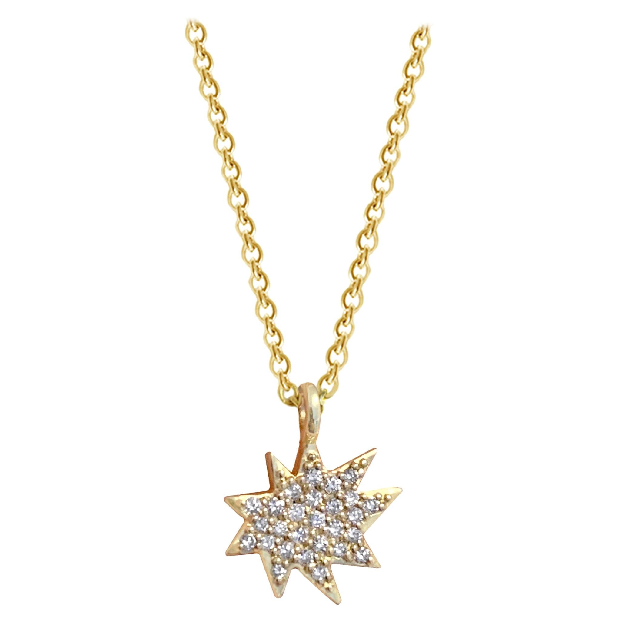 Pavé Diamond Mini Stella Necklace in 14 Karat Yellow Gold