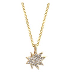 Pavé Diamond Mini Stella Necklace in 14 Karat Yellow Gold