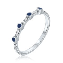 Pave Diamond Navy Blue Enamel Stacking Ring in 14K White Gold, Shlomit Rogel