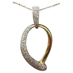 Pave Diamond Necklace 14K Two Tone Gold 0.75ctw GH I 16in