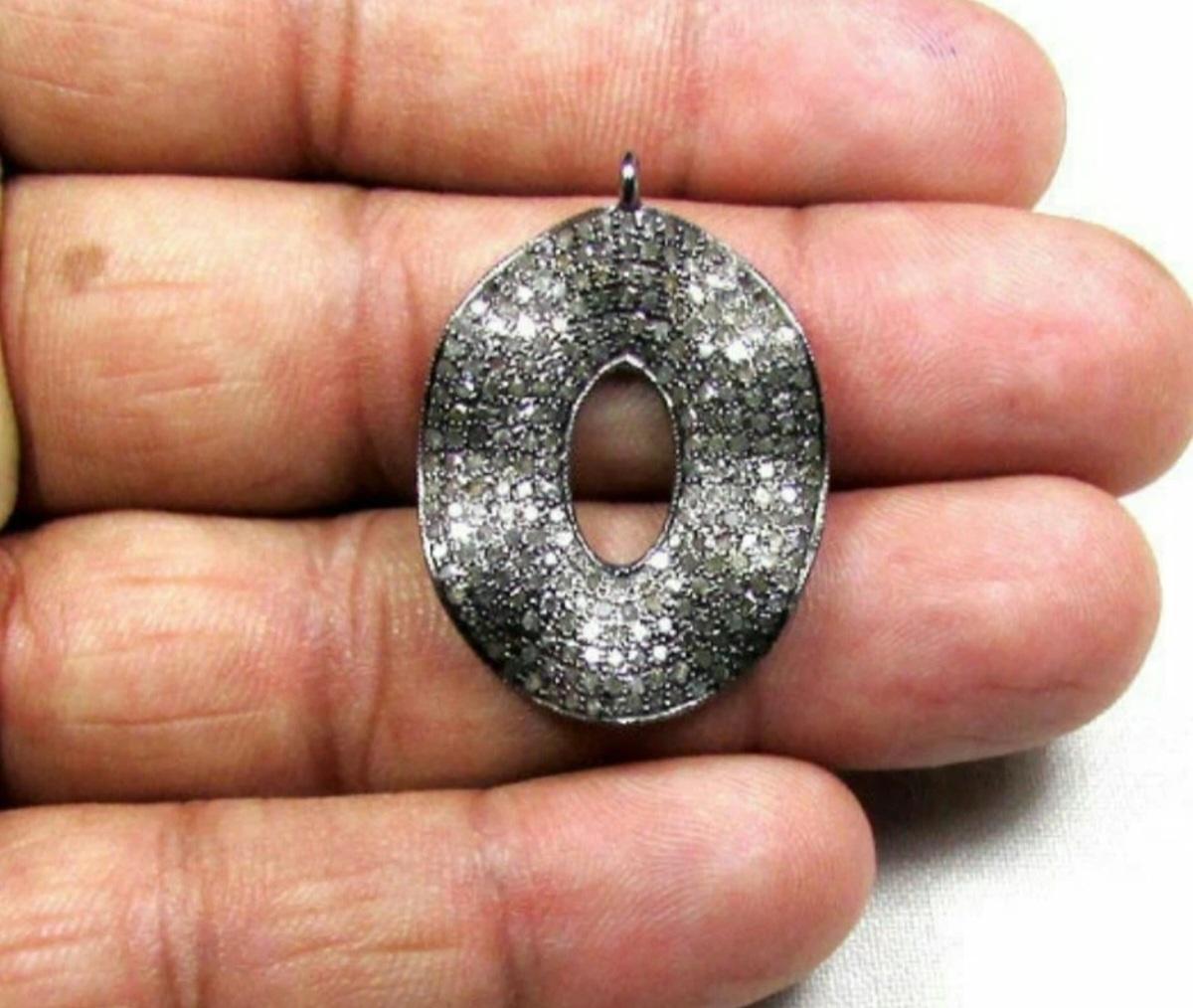 Art Déco Collana di diamanti Pave in argento 925 Ciondolo ondulato Donna Regalo Collana di diamanti in vendita