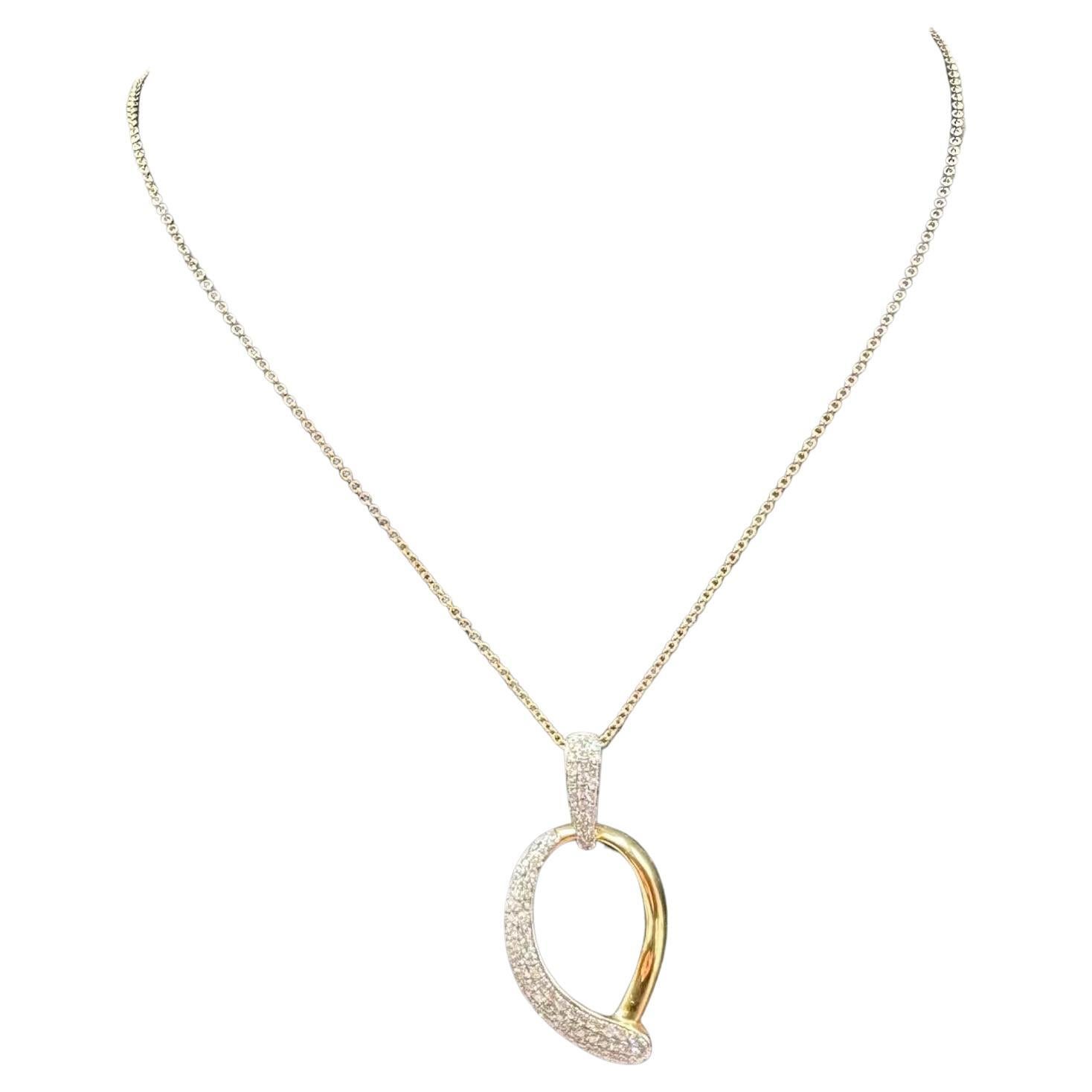 Halskette mit Pave-Diamant in 14kt Gold - 0,75ctw GH I Diamanten, 16", zweifarbig