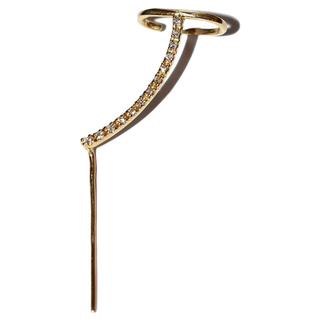 Pave Diamond Needle Cuff Earring For Sale