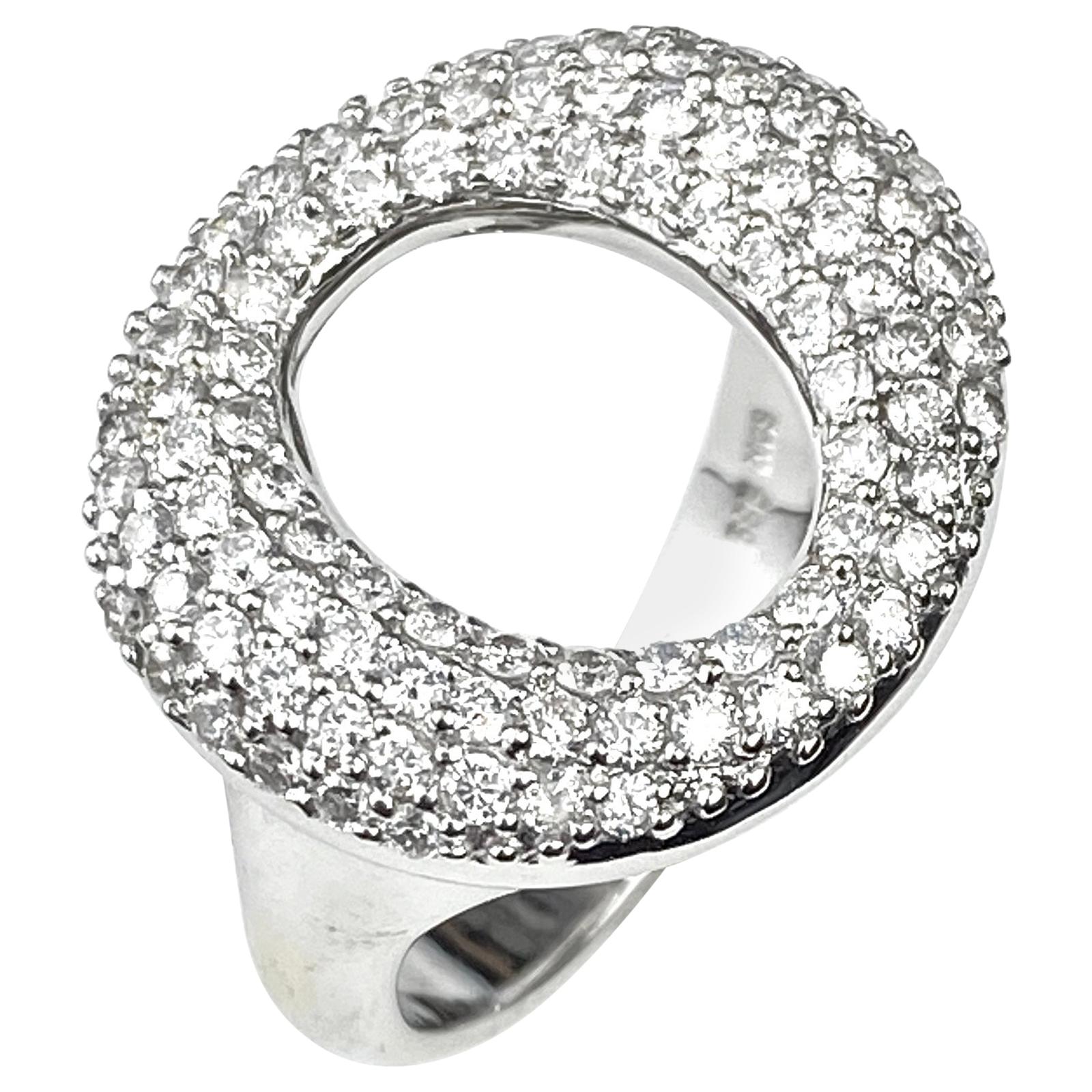 Pavé Diamond "O" Cocktail Ring For Sale