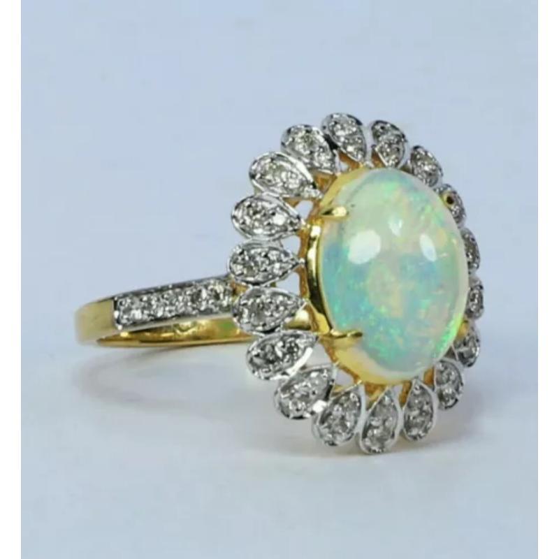 Pave Diamond Opal Ring 14k Gold Wedding Proposal Ring Gift Fine Jewelry Gift
Light weight can be worn everyday

Additional information:
Condition: New without tags: A brand-new, unused, and unworn item (including handmade items) that is not in