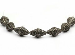 Pave Diamond Oval Beads 925 Silver Diamond Necklace Beads Cone Shape Beads.