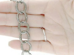 Pave Diamond Oval Chain Link Bracelet 925 Sterling Silver Diamond Bracelet Gift.