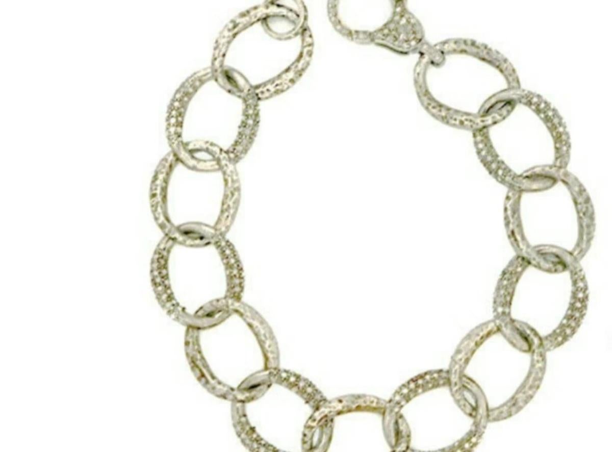 Art Déco Bracciale a catena ovale con pavé di diamanti Bracciale con diamanti in argento 925 Regalo. in vendita