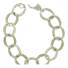 Pave Diamond Oval Chain Link Bracelet 925 Sterling Silver Diamond Bracelet Gift.