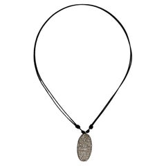 Pave Diamond Oval Disc Pendant Necklace Made In Silver
