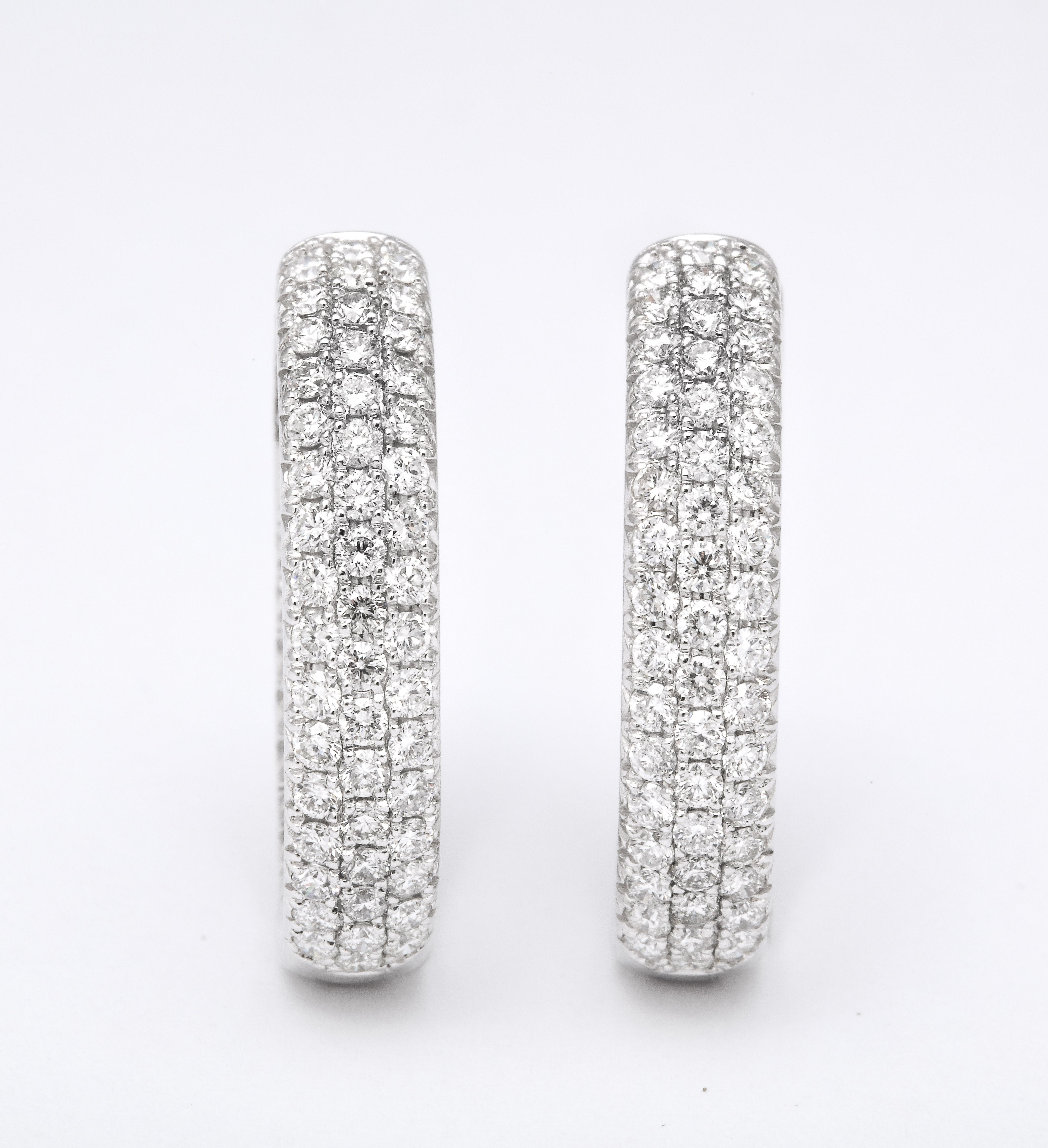 Pave Diamond Oval Hoop Earrings For Sale 4
