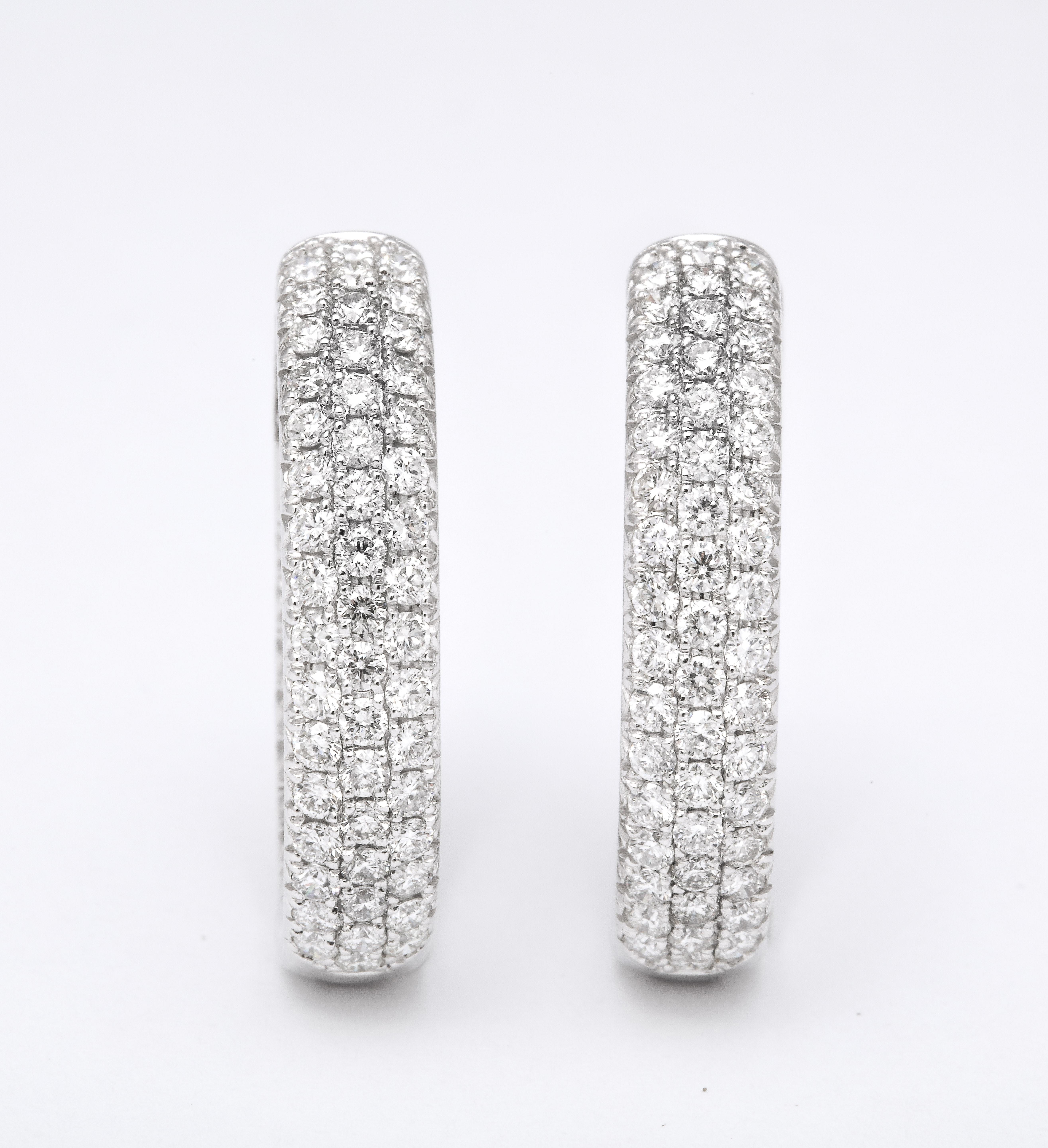 Pave Diamond Oval Hoop Earrings  For Sale 4